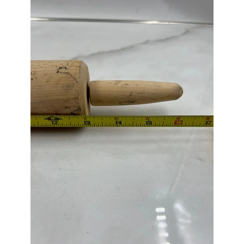 Vintage Solid Wood Rolling Pin 16.5 Inch Classic Kitchen Baking Tool Farmhouse